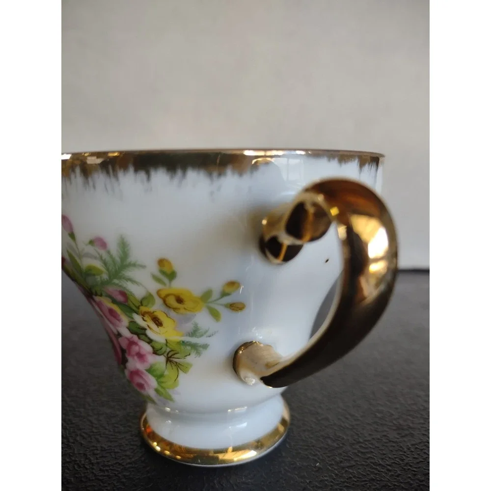 Vtg Norcrest Mother Teacup Saucer Pink Roses Gold Trim C-218 Japan